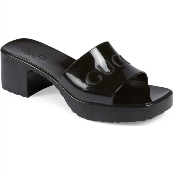 Gucci Rubber Logo Platform Slide Sandal, NEW - Picture 3 of 16